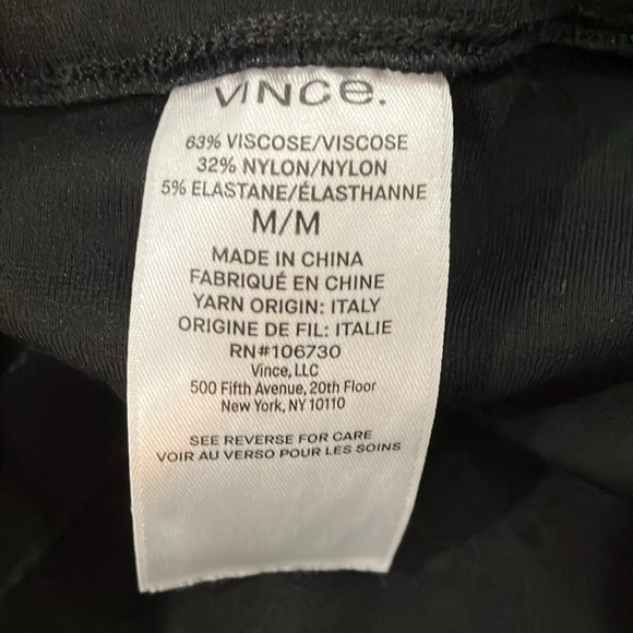 Vince Women’s Black Neutral Viscose Nylon Stretch Pull On Straight Leg Pants - Picture 6 of 6